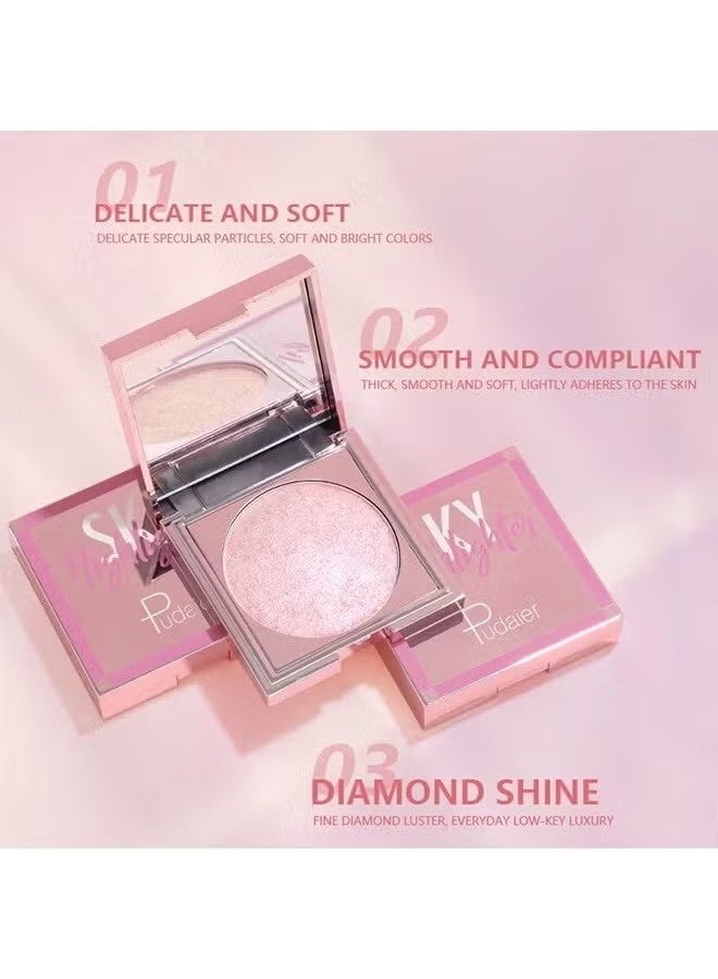 pudaier Sky Highlighter, Powder Shimmering Glitter Long Lasting Waterproof Contouring Smooth Silk Fine Natural Illuminator for Nose Eye Face Body to Brighten Skin 8G #01 - Image 4